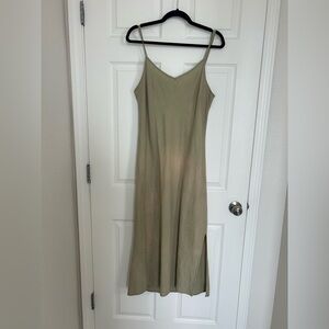 Distressed Olive Linen Dress